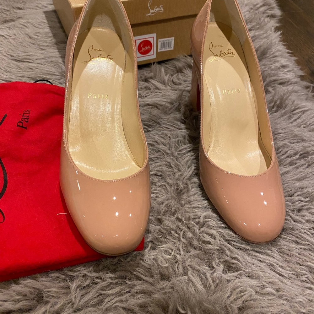 Baobab Block 85 Heel Christian Louboutin Pump 39, Nude.
